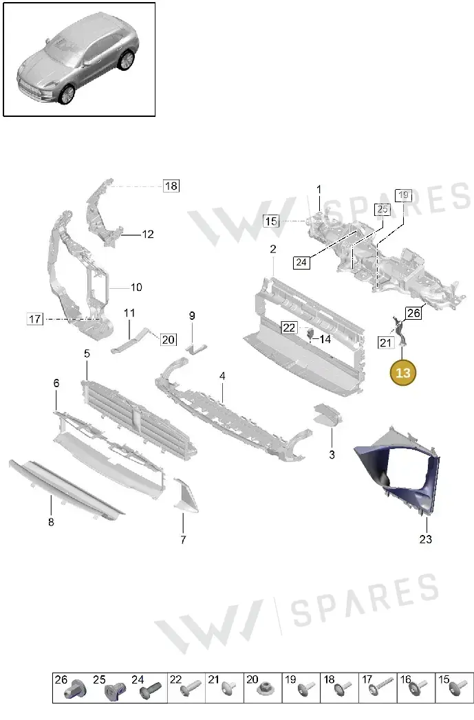 95B807334 — Porsche Macan (2018-2022) diagram p52000186, position 13