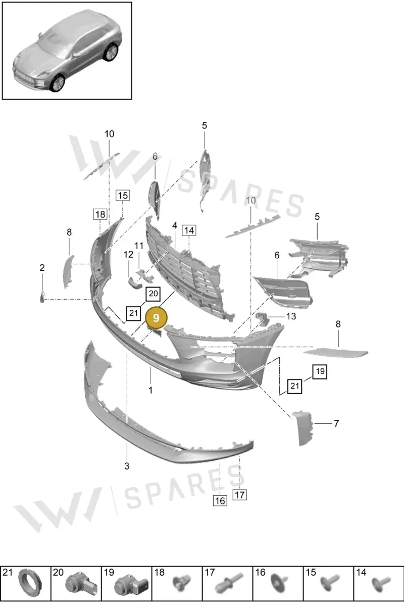 95B807661 — Porsche Macan (2018-2022) diagram p52000139, position 9