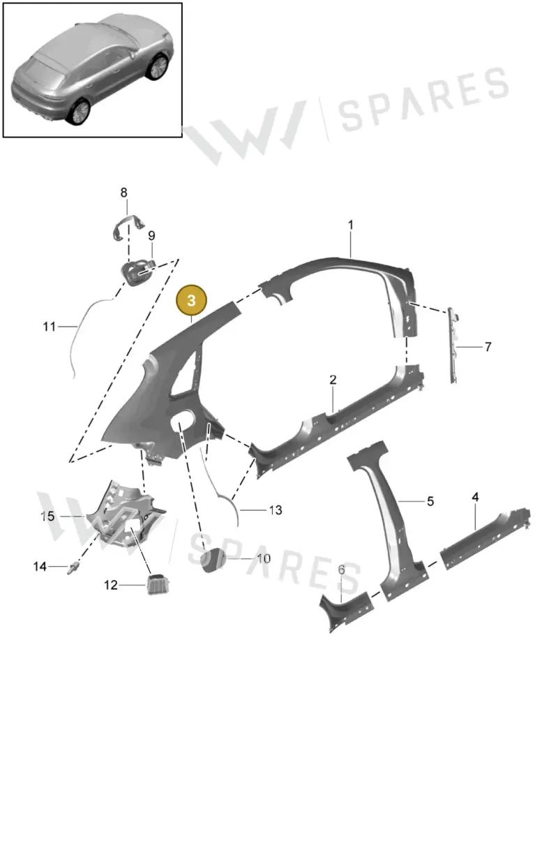 95B809030YGRV — Porsche Macan R4 TFSI (2018-) diagram p52000168, position 3