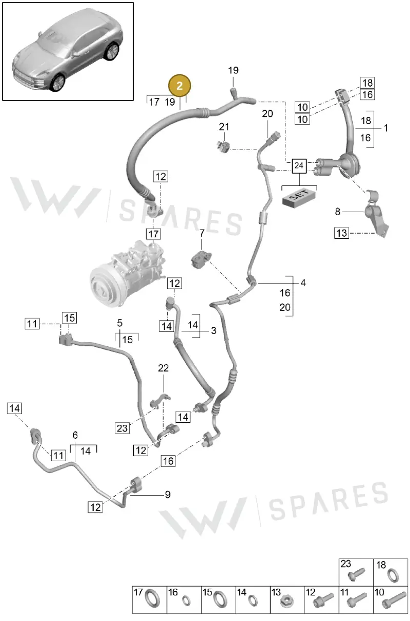 95B816743D — Porsche Macan (2018-2022) diagram p52814500, position 2