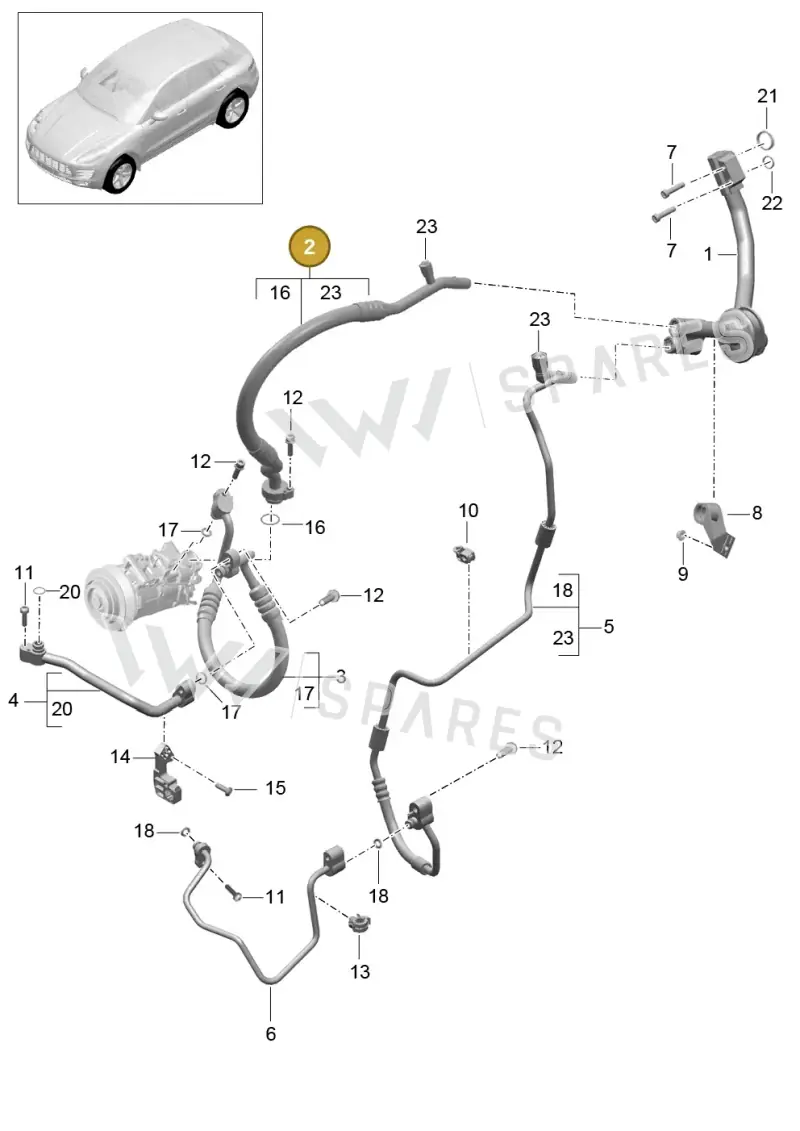 95B816743F — Porsche Macan (2013-2018) diagram p44813072, position 2