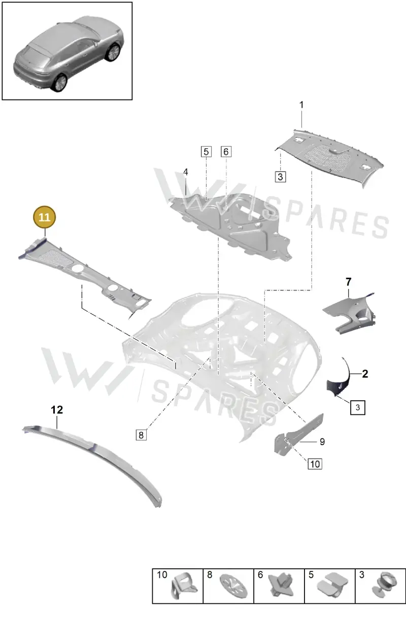 95B819447F1E0 — Porsche Macan (2018-2022) diagram p52000191, position 11