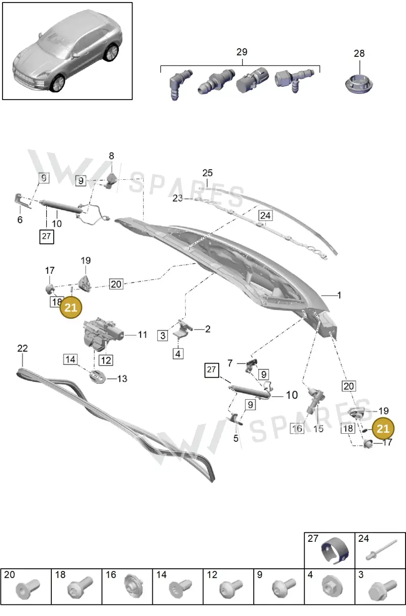 95B827751 — Porsche Macan (2018-2022) diagram p52000169, position 21