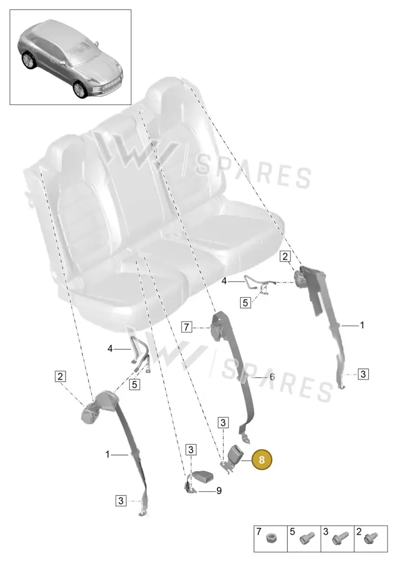 95B857753AYLZ — Porsche Macan R4 TFSI (2018-) diagram p52000203, position 8