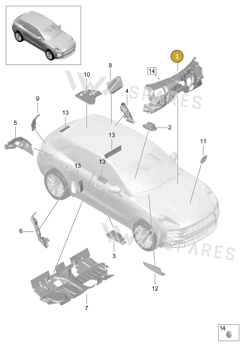 95B863947B — Porsche Macan (2018-2022) diagram p52807820, position 1