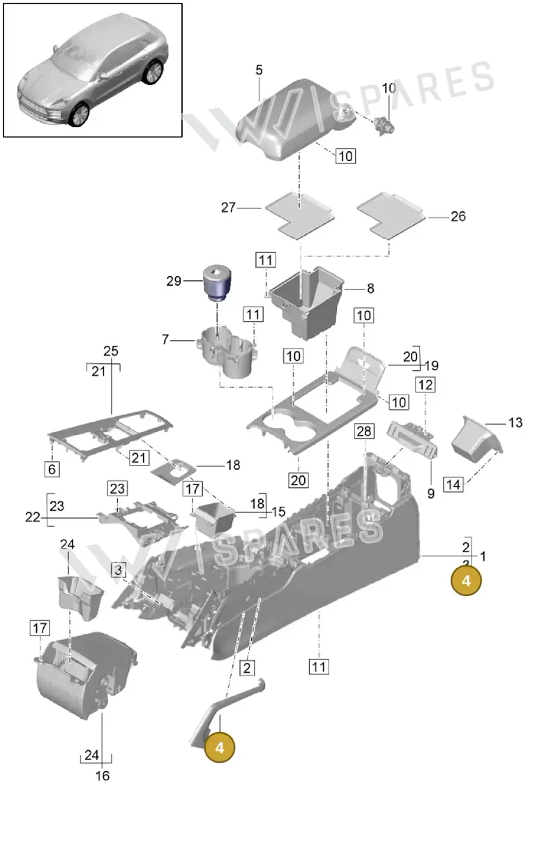 95B864366DOG6 — Porsche Macan (2018-2022) diagram p52000142, position 4