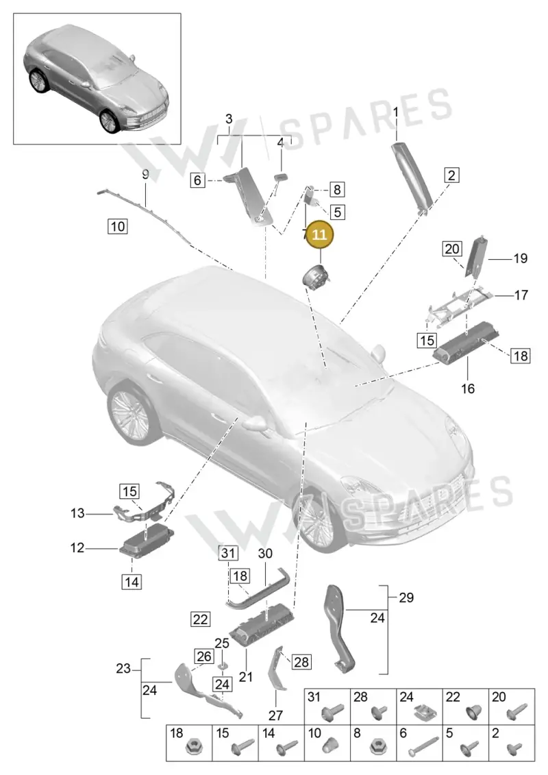 95B880201BEOE5 — Porsche Macan (2018-2022) diagram p52000220, position 11