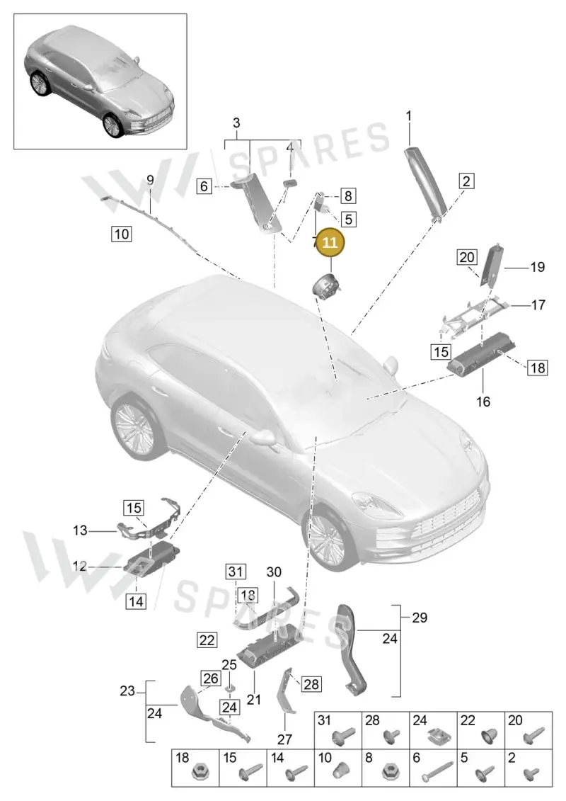 95B880201DFIV5 — Porsche Macan (2018-2022) diagram p52000220, position 11