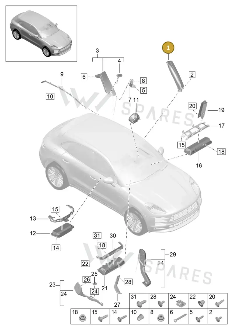 95B880242A — Porsche Macan (2018-2022) diagram p52000220, position 1