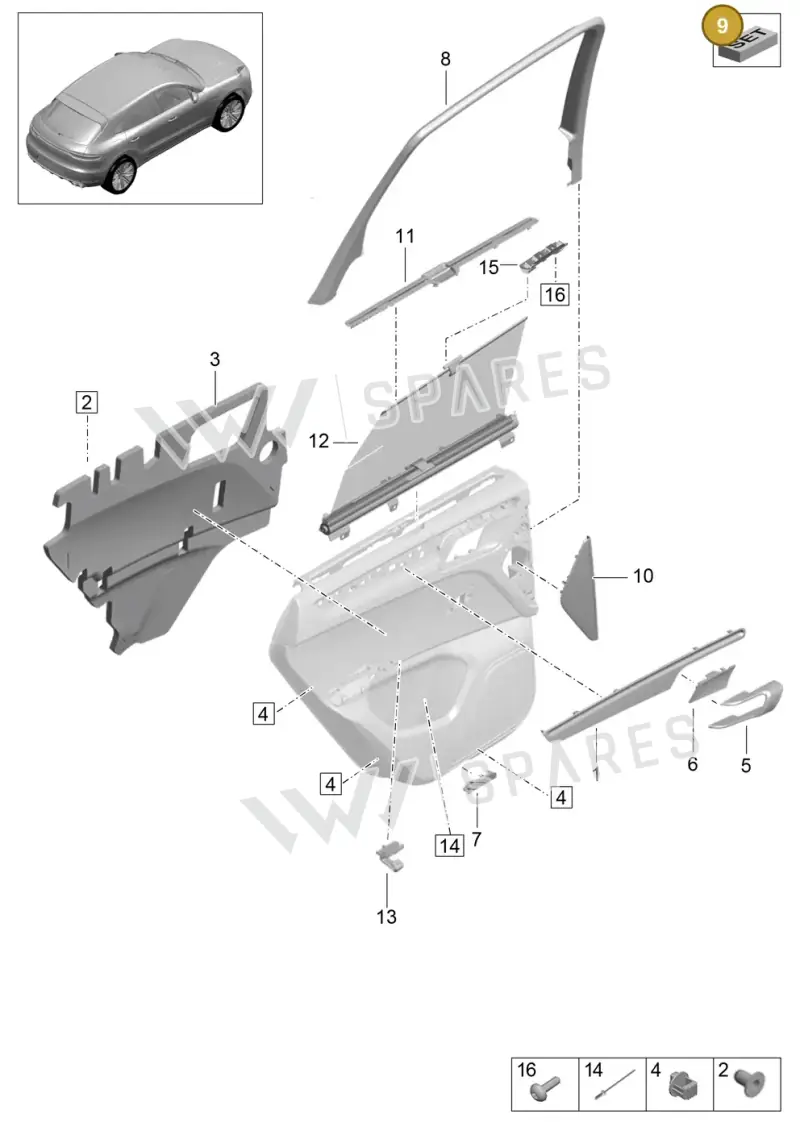 95B898101 — Porsche Macan (2018-2022) diagram p52808950, position 9