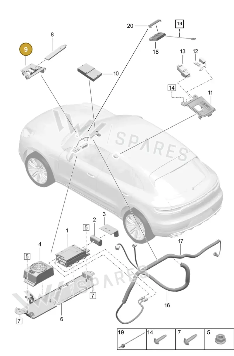 95B907515 — Porsche Macan (2018-2022) diagram p52911040, position 9