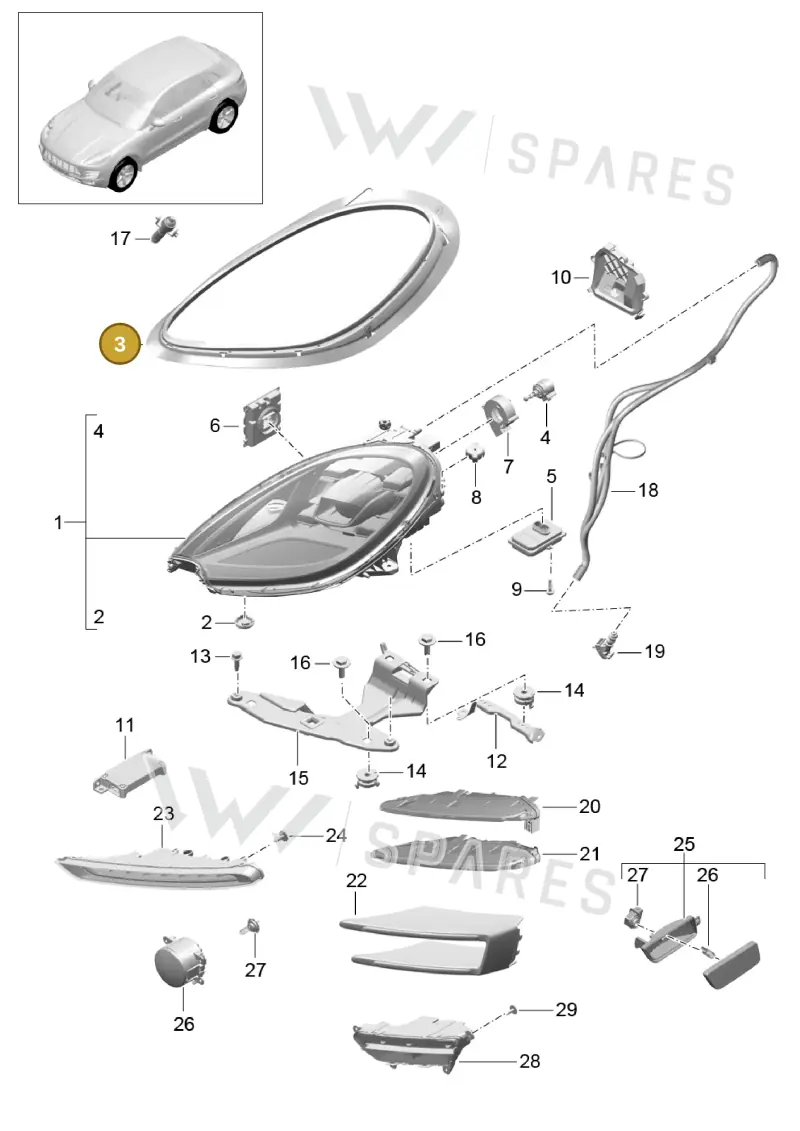 95B941323D — Porsche Macan (2013-2018) diagram p44905000, position 3