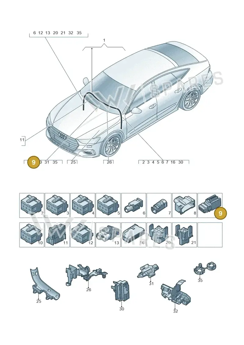 95B972728 — Audi RS7 Sportback (2019-2025) diagram 435971900, position 9