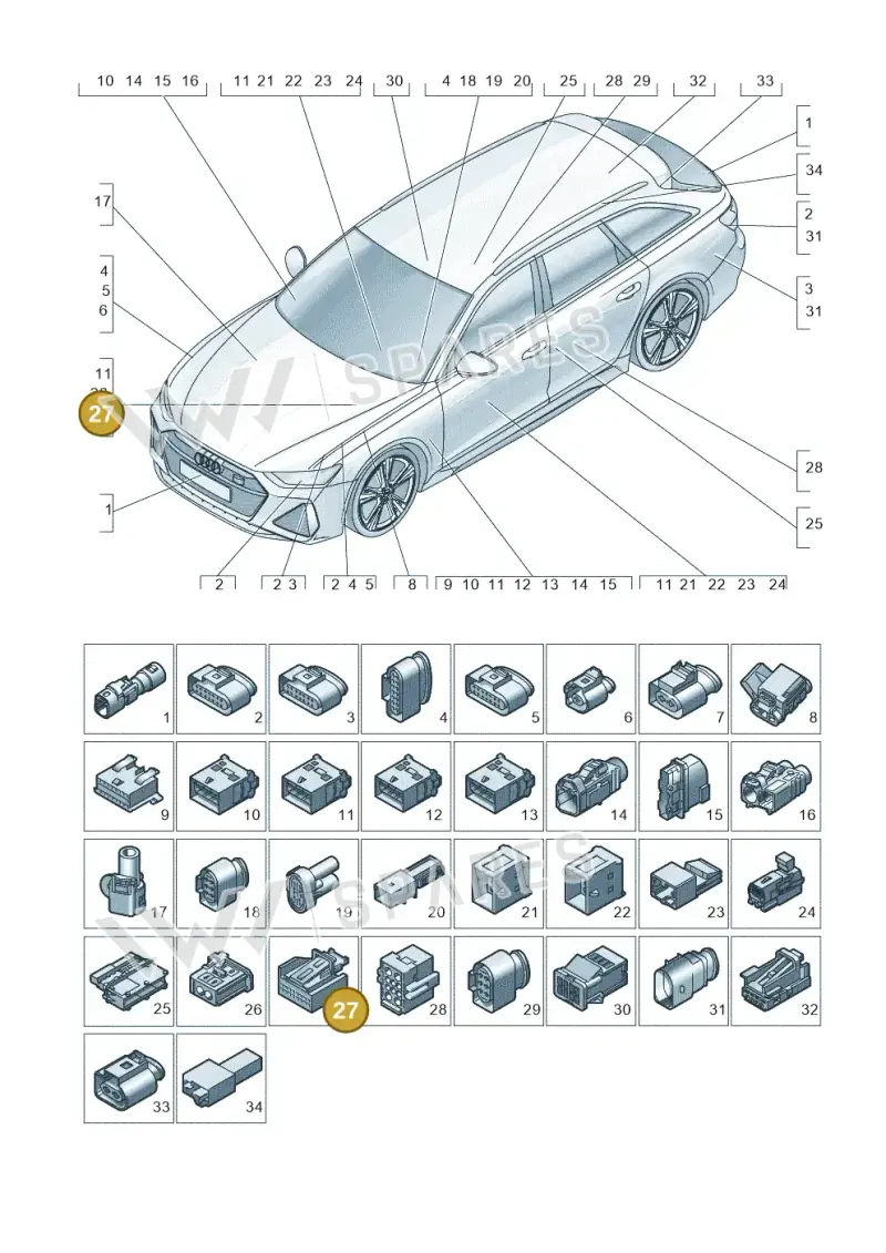 95B972728 — Audi RS6 Avant (2019-2025) diagram 537971820, position 27