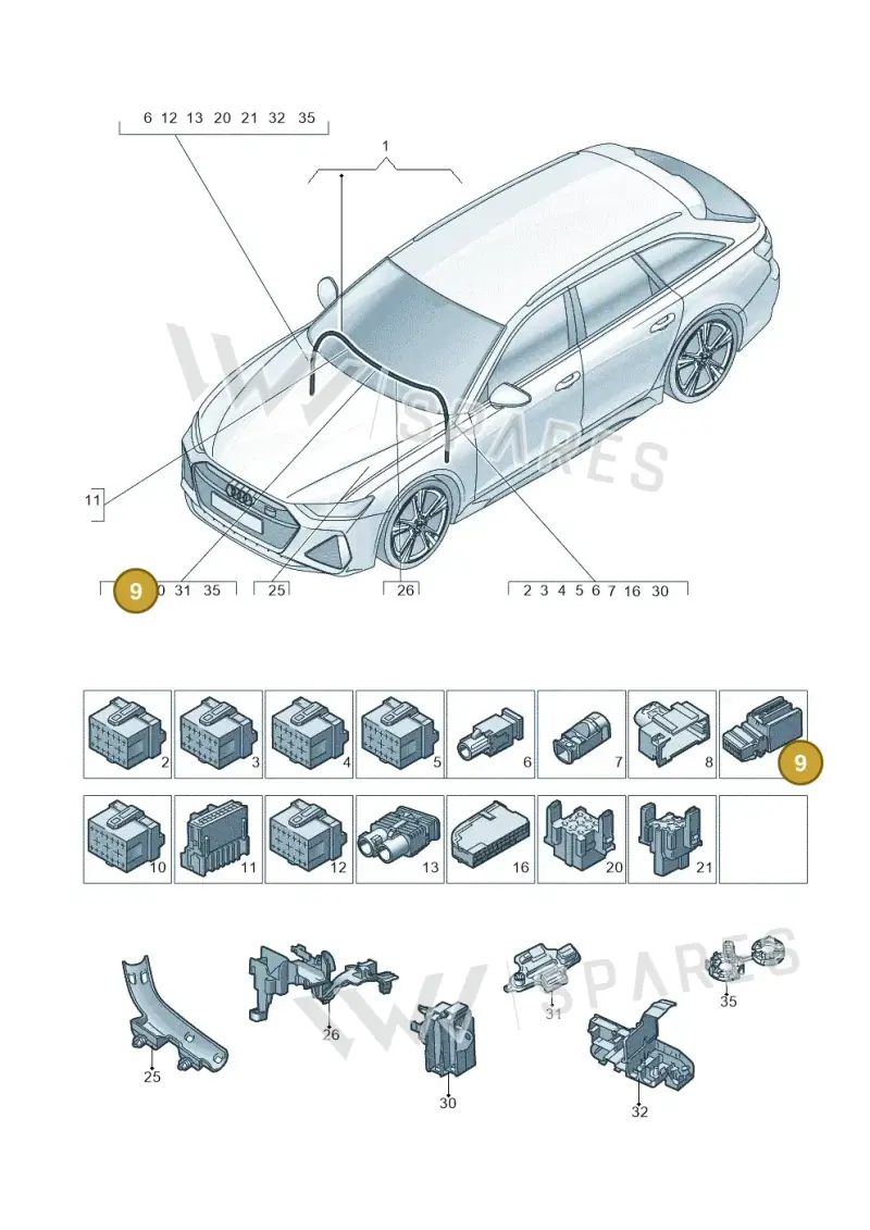 95B972728 — Audi RS6 Avant (2019-2025) diagram 537971900, position 9