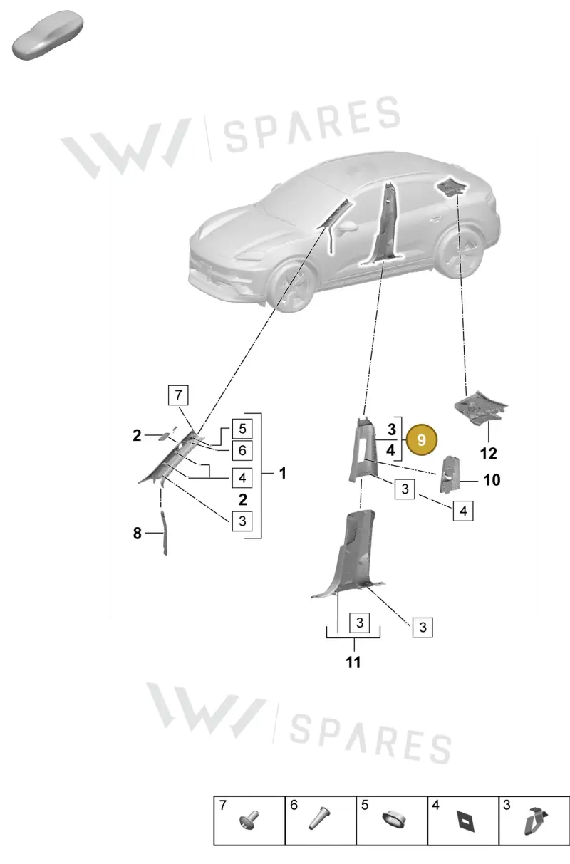 95C867243BBLK — Porsche Macan (2024-2024) diagram p61807200, position 9