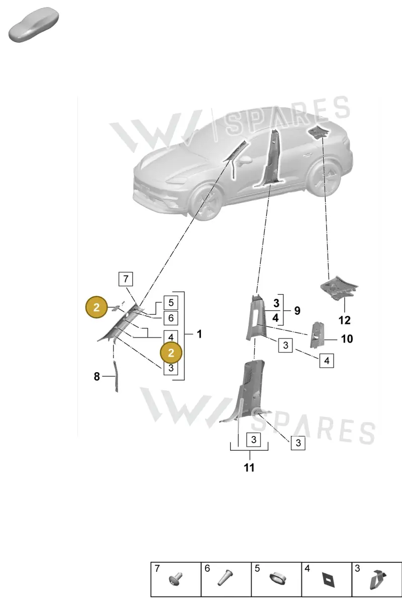 95C868171BLK — Porsche Macan (2024-2024) diagram p61807200, position 2