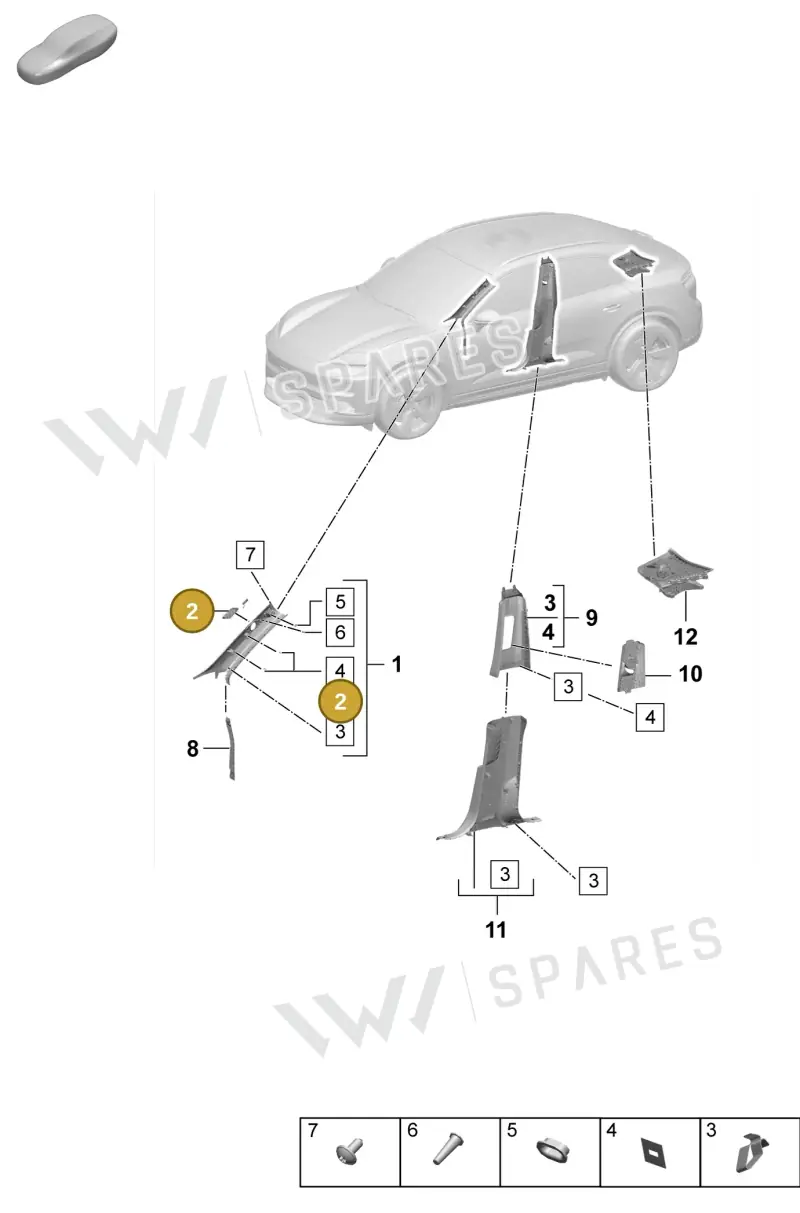 95C868172BLK — Porsche Macan (2024-2024) diagram p61807200, position 2