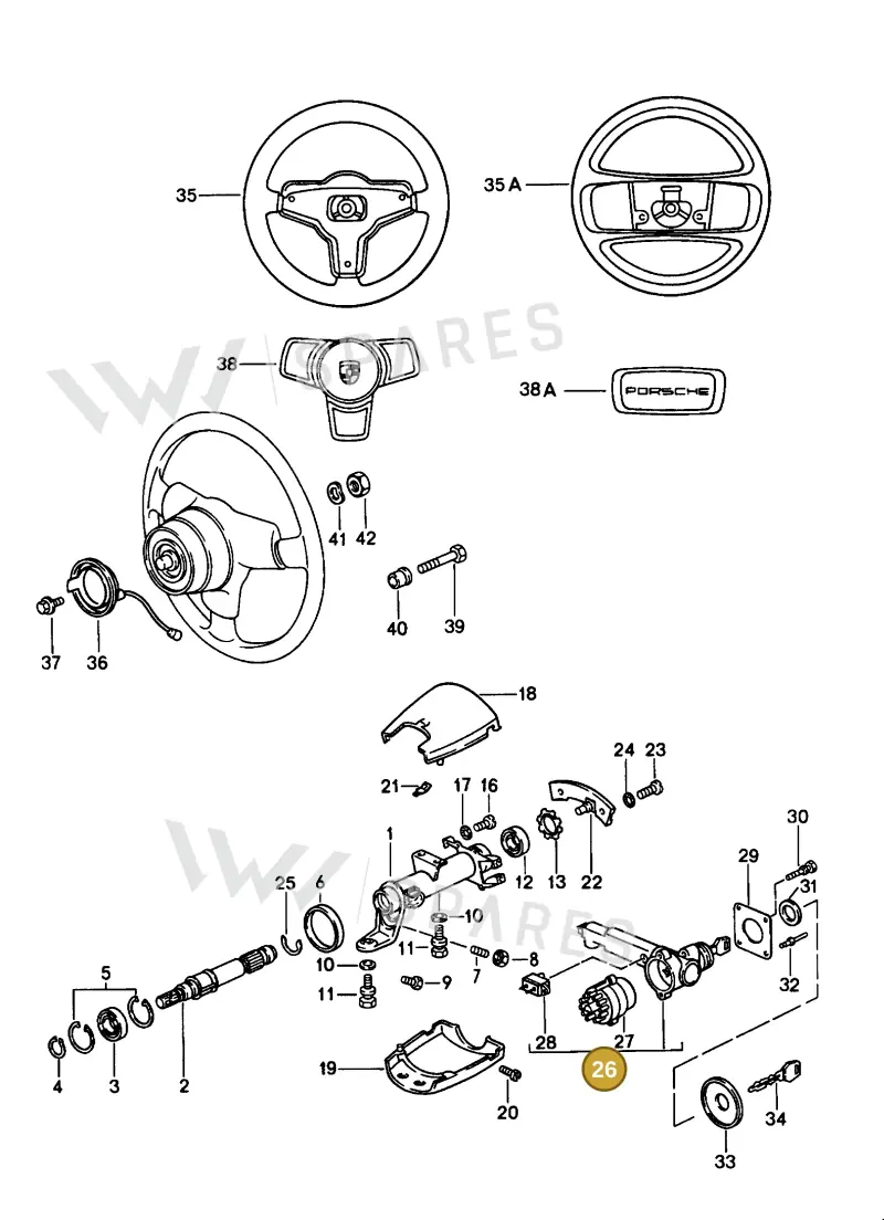 96434791701 — Porsche Carrera Cabrio (1983-1986) diagram p07403005, position 26