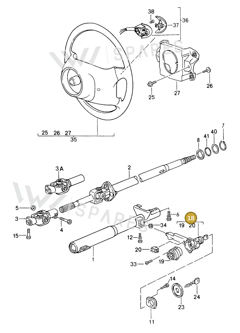 96434791701 — Porsche Carrera 4 Cabrio (1993-1998) diagram p17403005, position 18