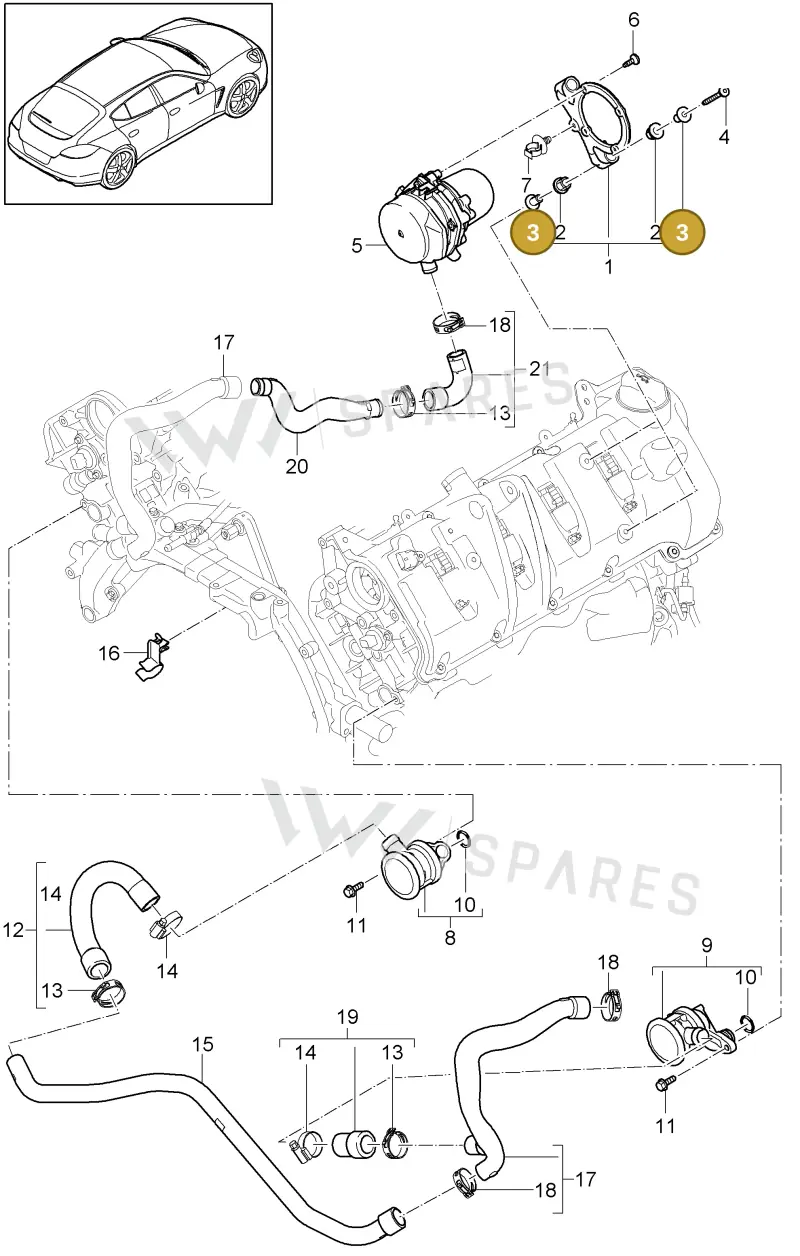 97011324100 — Porsche Panamera (2009-2016) diagram p35108000, position 3