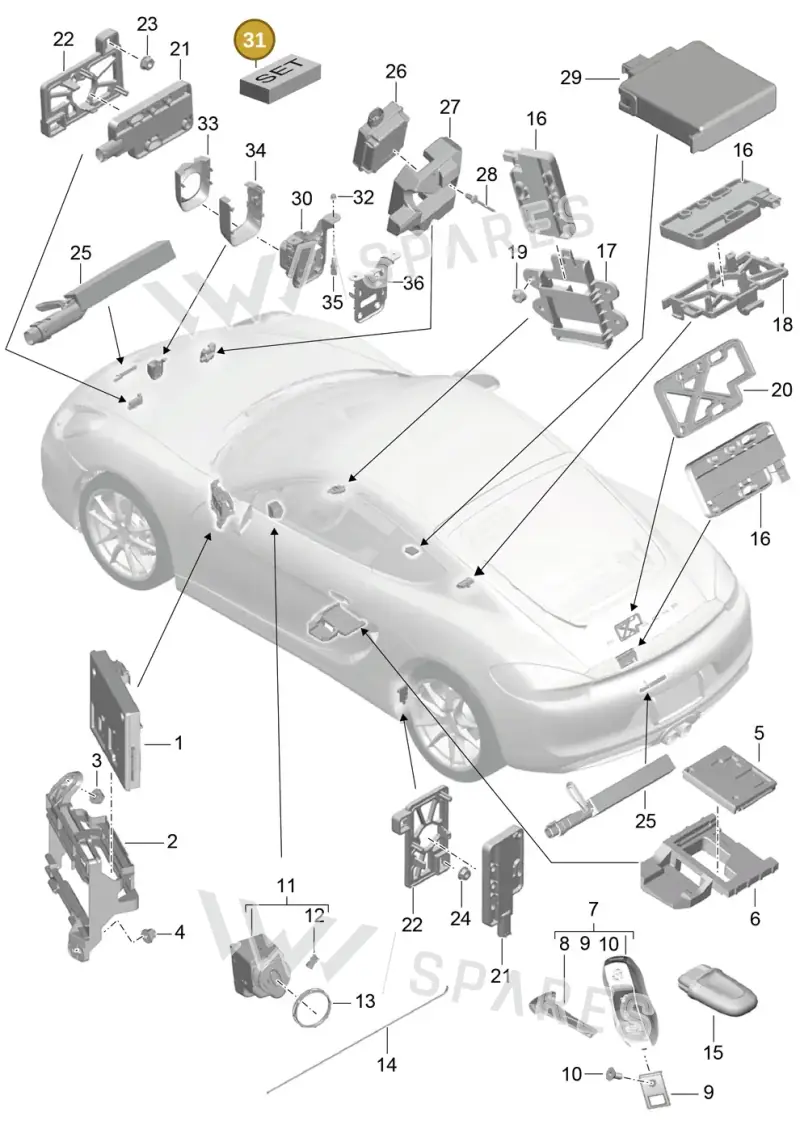 97060590100 — Porsche Cayman (2013-2016) diagram p40901004, position 31