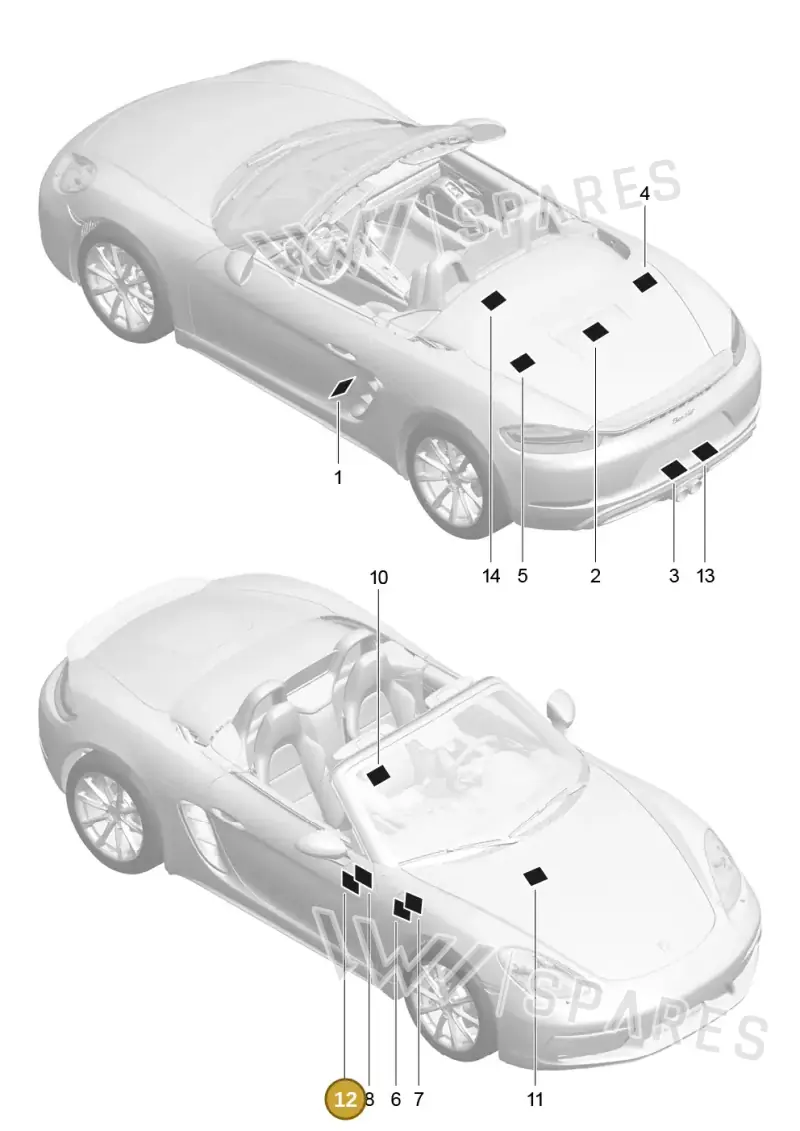97070152300 — Porsche Boxster (2016-2019) diagram p48001005, position 12
