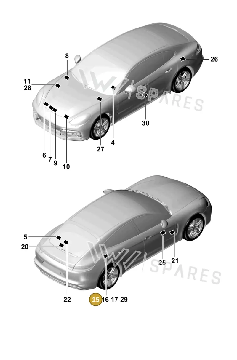 971010001B — Porsche Panamera (2016-2020) diagram p49001005, position 15