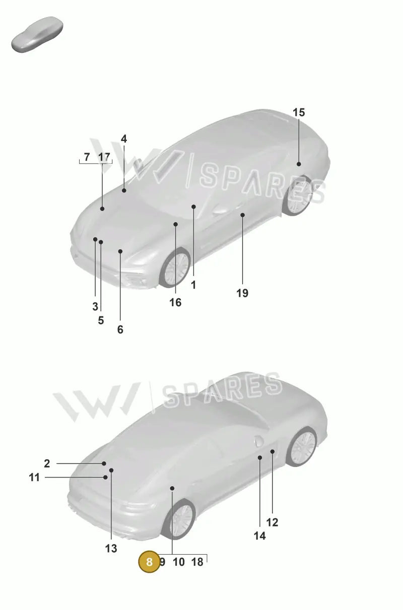 971010001B — Porsche Panamera (2020-2023) diagram p58001005, position 8