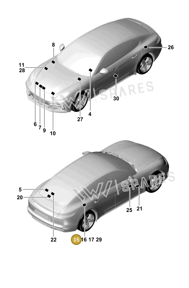971010001C — Porsche Panamera (2016-2020) diagram p49001005, position 15