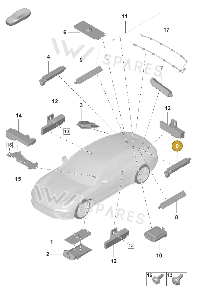 971035225C — Porsche Panamera (2020-2023) diagram p58911016, position 9