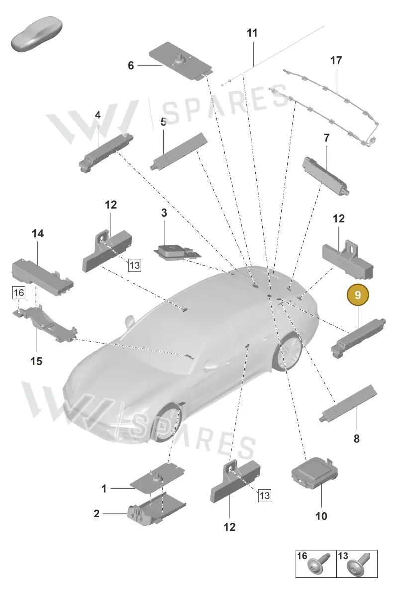 971035225D — Porsche Panamera (2020-2023) diagram p58911016, position 9