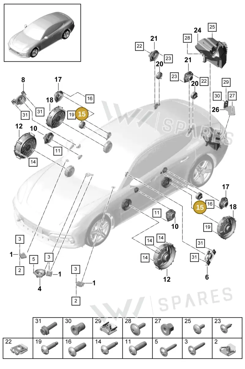 971035412 — Porsche Panamera 4 Hybrid (2020-2023) diagram p49911025, position 15
