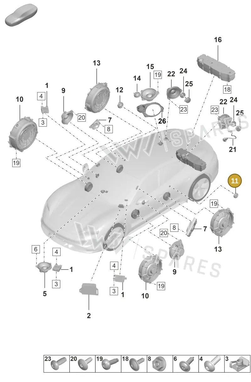 971035412 — Porsche Taycan Sport Turismo (2019-2024) diagram p56911050, position 11