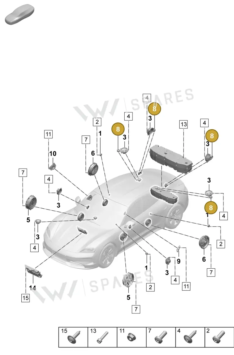 971035412 — Porsche Taycan Sport Turismo (2023-) diagram p64914200, position 8