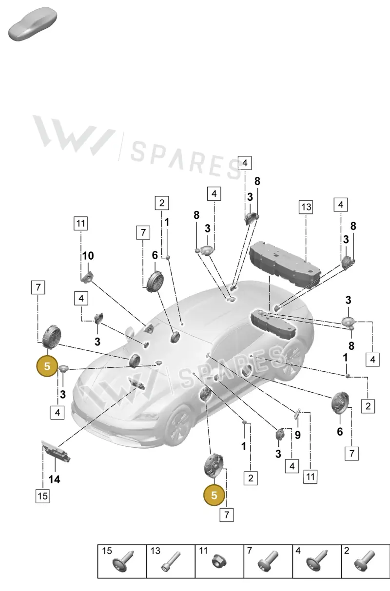 971035454F — Porsche Taycan Sport Turismo (2023-2025) diagram p64914200, position 5