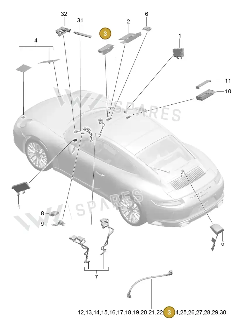 971035503A — Porsche 911 (2016-2019) diagram p47911002, position 3