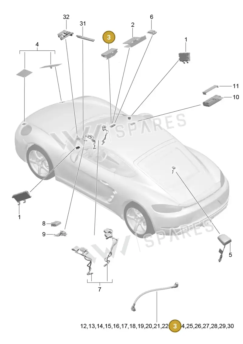 971035503A — Porsche Cayman (2016-2019) diagram p50911002, position 3