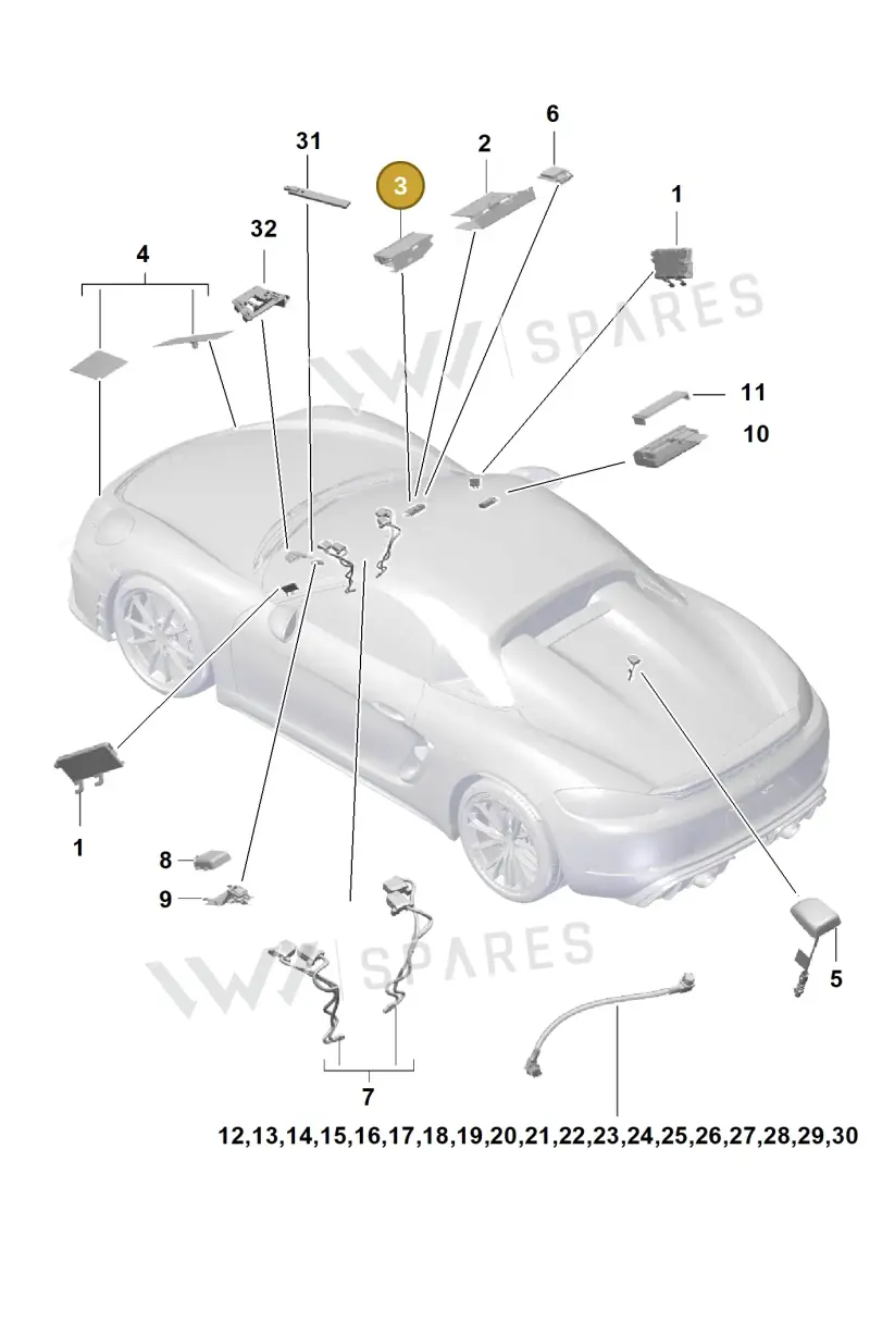 971035503A — Porsche Boxster Spyder (2019-2020) diagram p54911020, position 3