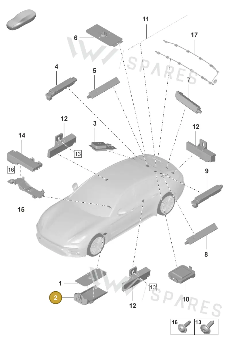 971035525A — Porsche Panamera (2020-2023) diagram p58911016, position 2