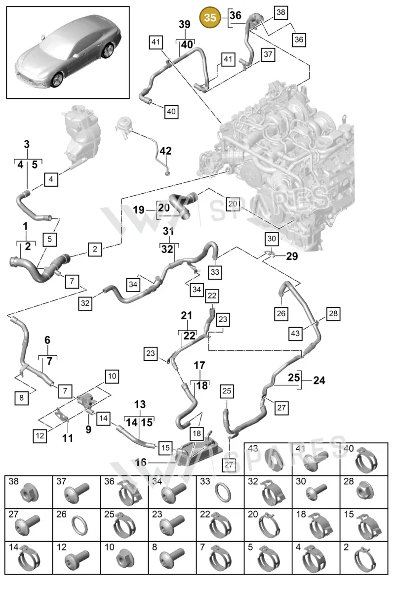 971122073AF — Porsche Panamera (2016-2020) diagram p49105075, position 35