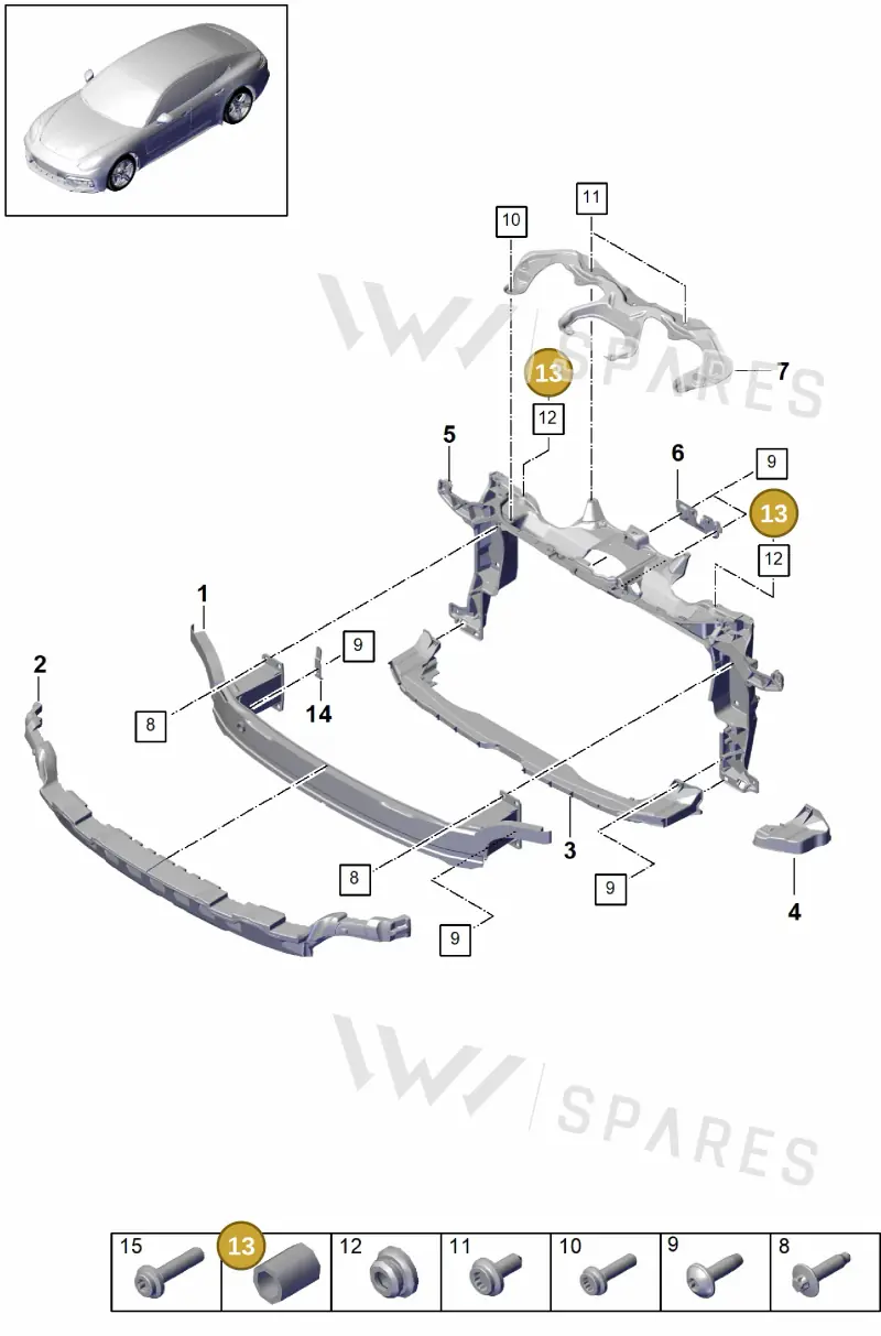 971129734 — Porsche Panamera (2016-2020) diagram p49802050, position 13