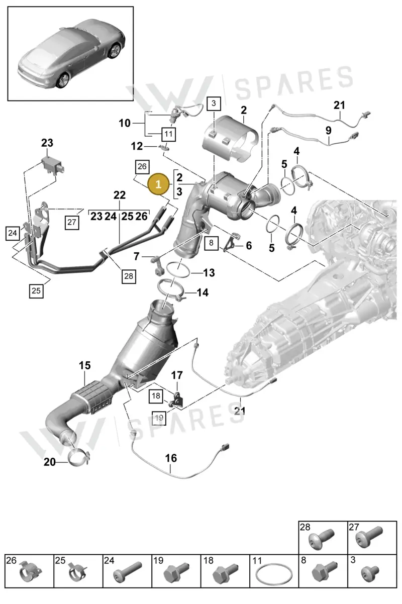 971254300L — Porsche Panamera (2016-2020) diagram p49202060, position 1