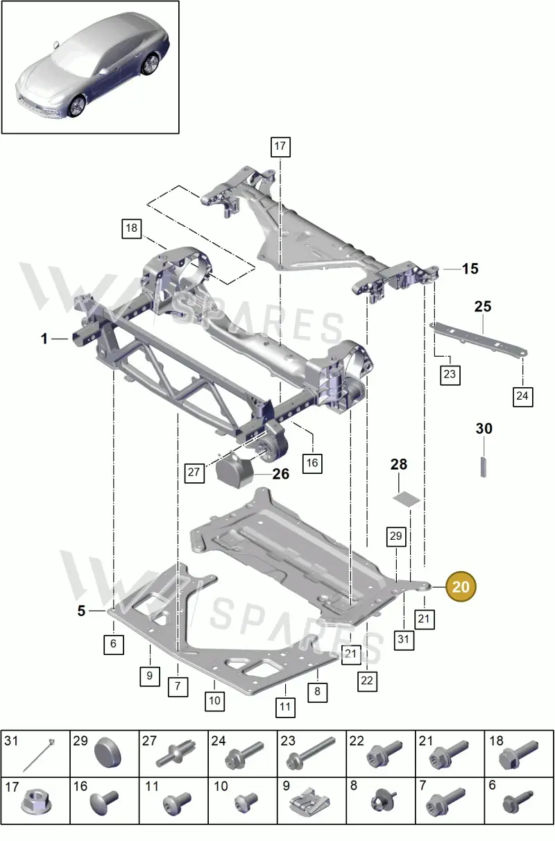 971407129K — Porsche Panamera (2016-2020) diagram p49401000, position 20
