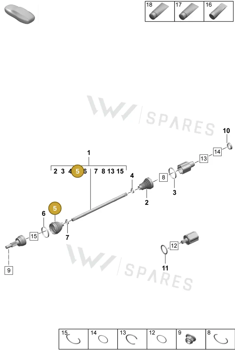 971407285A — Porsche Taycan Sport Turismo (2023-2025) diagram p64401150, position 5