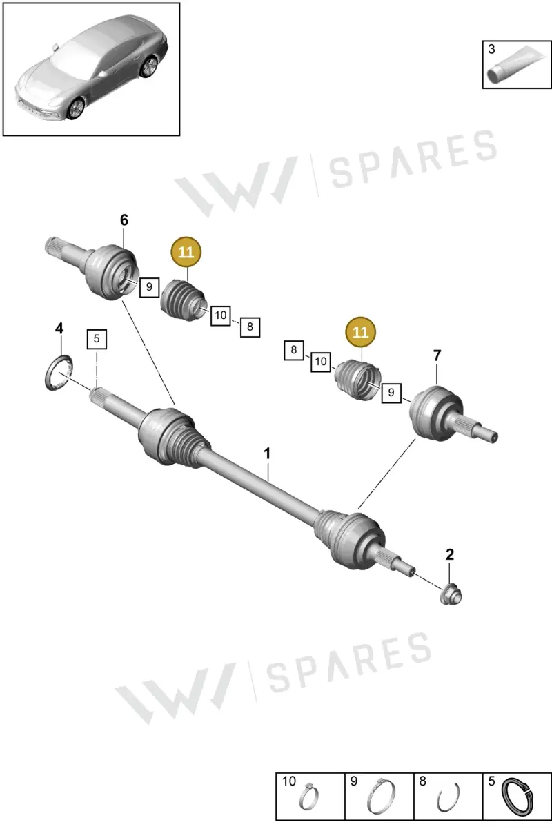 971501153A — Porsche Panamera (2016-2020) diagram p49501030, position 11