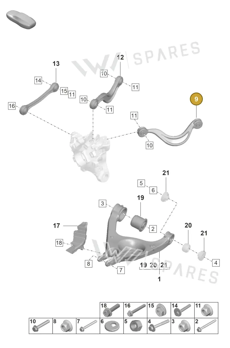 971505397A — Porsche Panamera (2020-2023) diagram p58501050, position 9