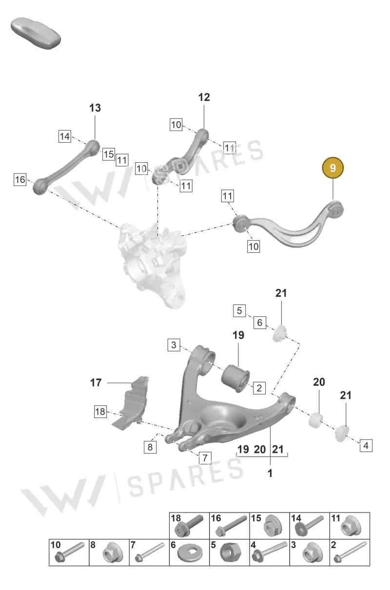 971505398A — Porsche Panamera (2020-2023) diagram p58501050, position 9