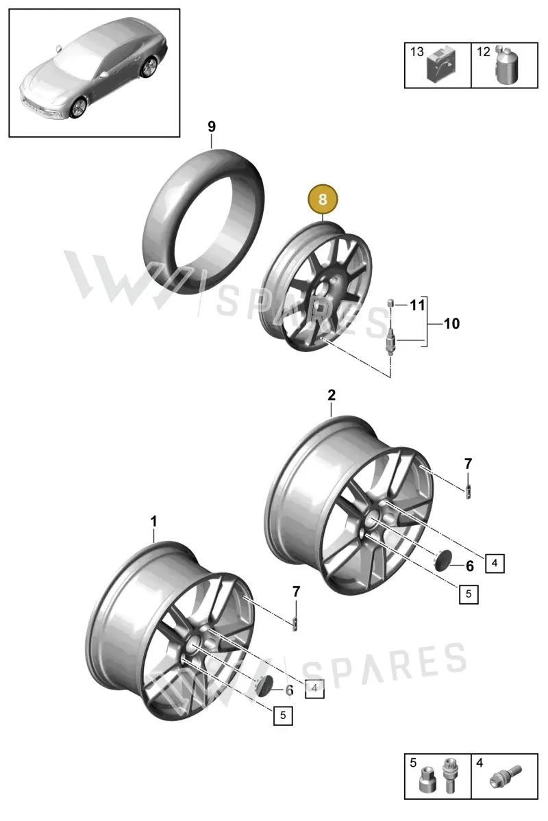 971601017 — Porsche Panamera 4 Hybrid (2016-2020) diagram p49601000, position 8