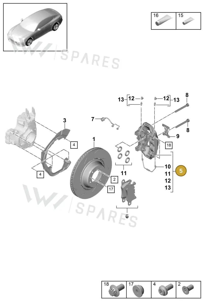 971615423AJ — Porsche Panamera (2016-2020) diagram p49603010, position 5